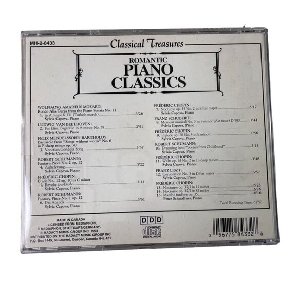 Vintage Classical Treasures Romantic Piano Classics Audio Music CD u 1993 Variou - Picture 2 of 2